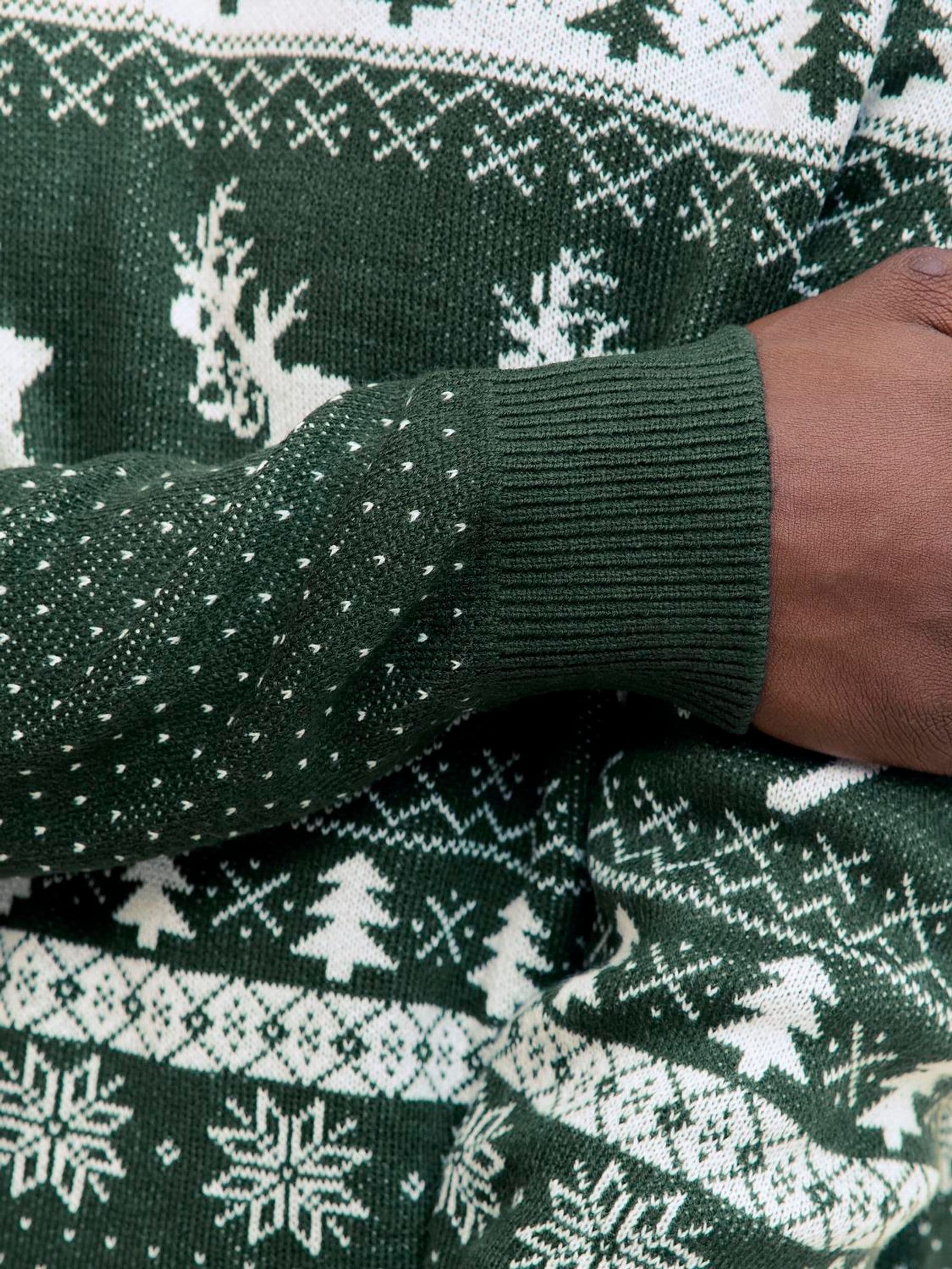 Groen - JACK & JONES trui met kerst-Fairisle-patroon