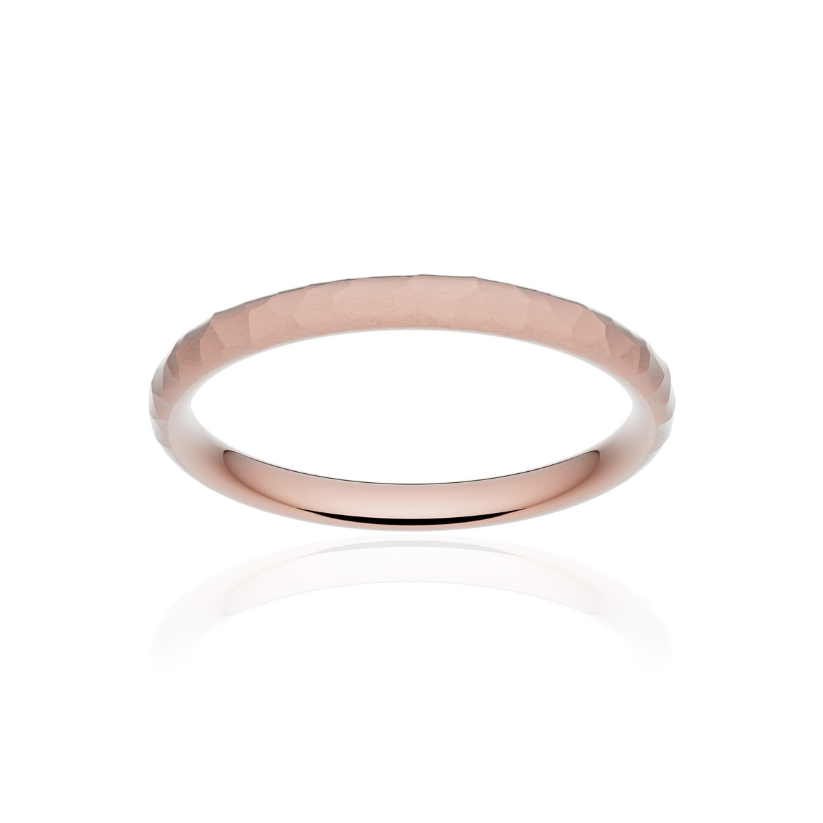 Alliance or 375 rose martelé ruban confort 2,5mm