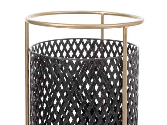 Lot de 3 jardinières en métal avec support en métal noir 31x31x72h-26x26x57h-21x21x42h cm