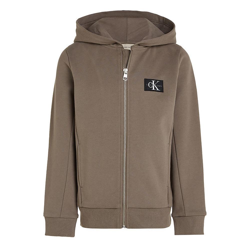Calvin Klein Jeans Sweat Zippé Marron Garçon Calvin Klein Jeans Badge