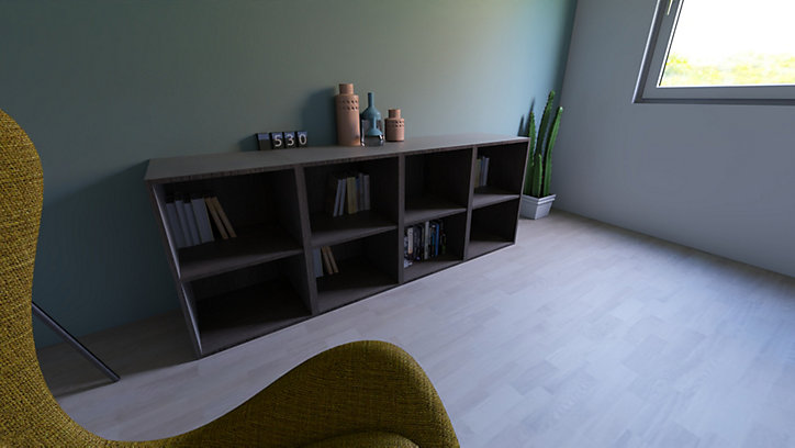 Étagère ouverte effet chêne grisé GoodHome Atomia H. 75 x L. 200 x P. 45 cm