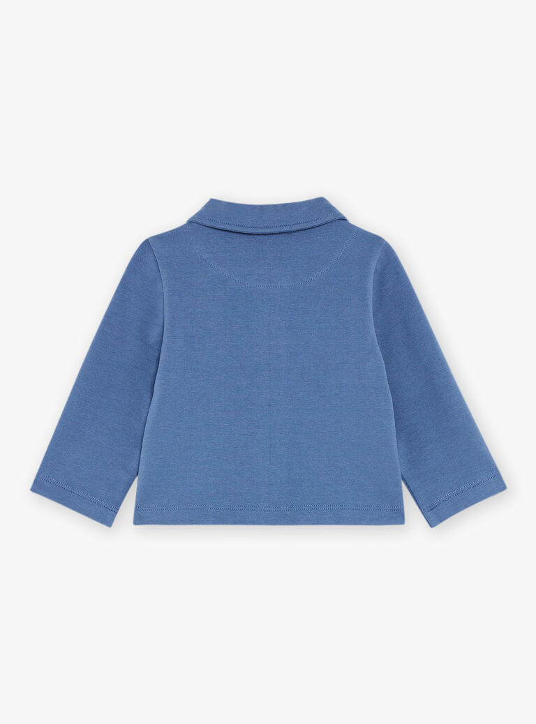 Cardigan bleu marine esprit veste à patchs fleurs