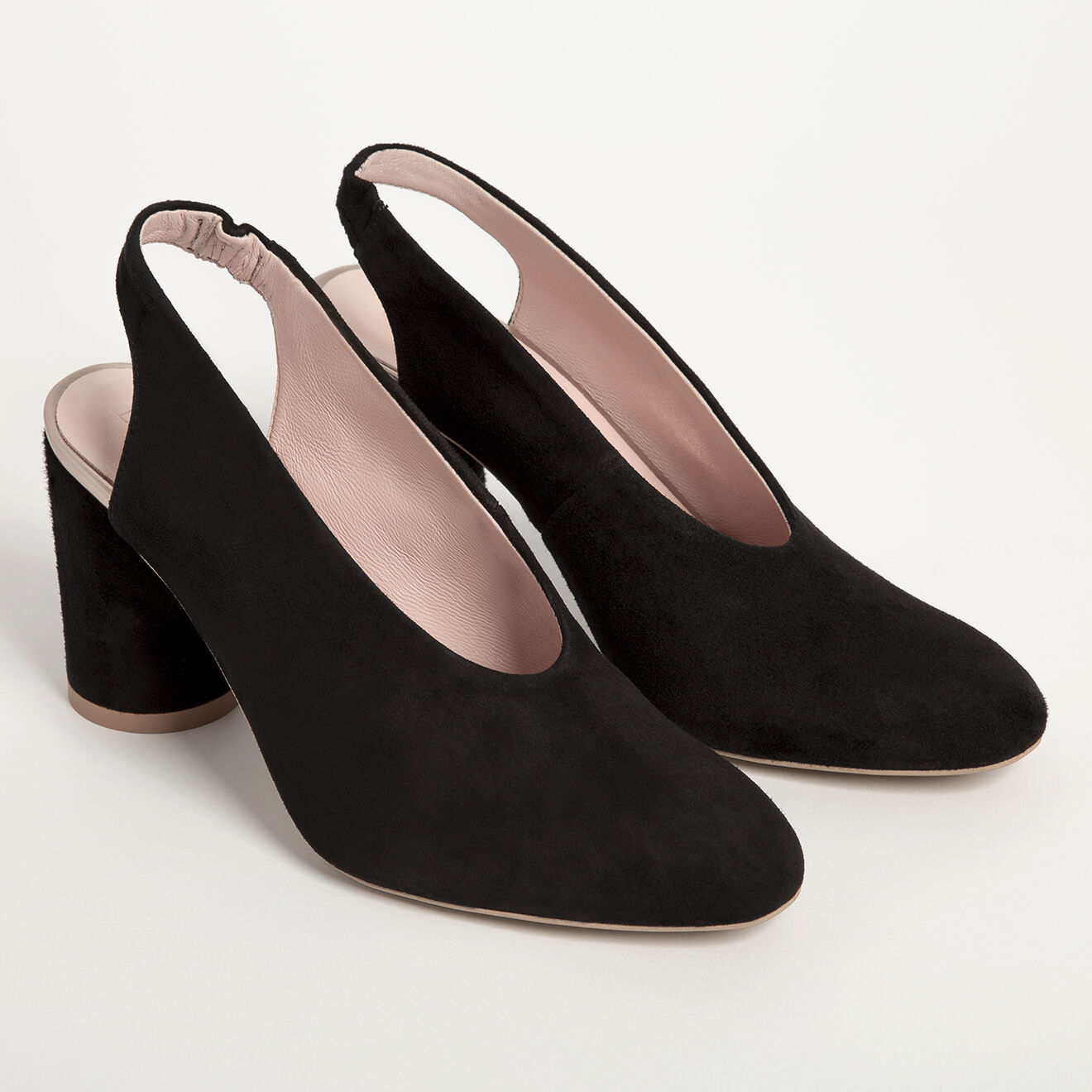 L37 Slingback en Velours de Cuir First Class noirs - Talon 8.5 cm