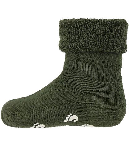 Fuzzies GåStrømper m. AntiskRød - Army Grøn