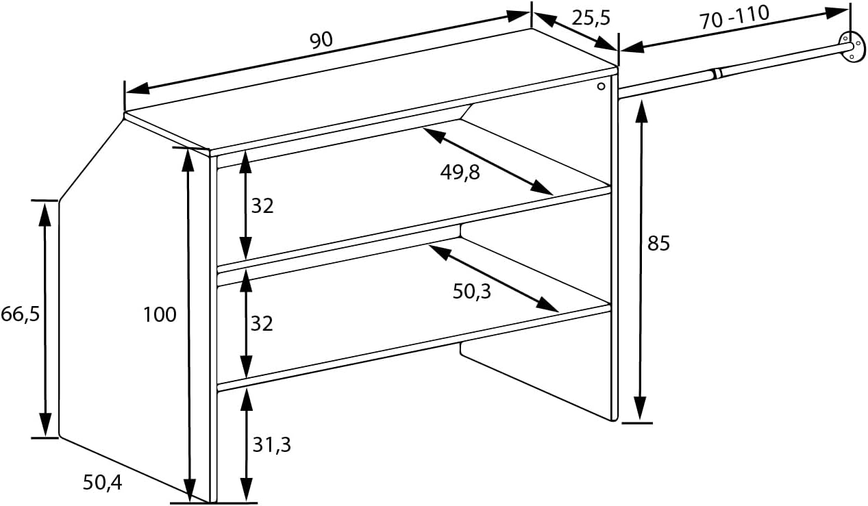 VCM Holz Kleiderschrank | offener Schrank | begehbarer Kleiderregal | Dachschrägen Regal | Maße ca. B. 90 x H. 100 x T. 50 cm - Dacho l