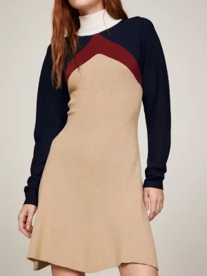 Vestido suéter ajustado com estampa de losangos