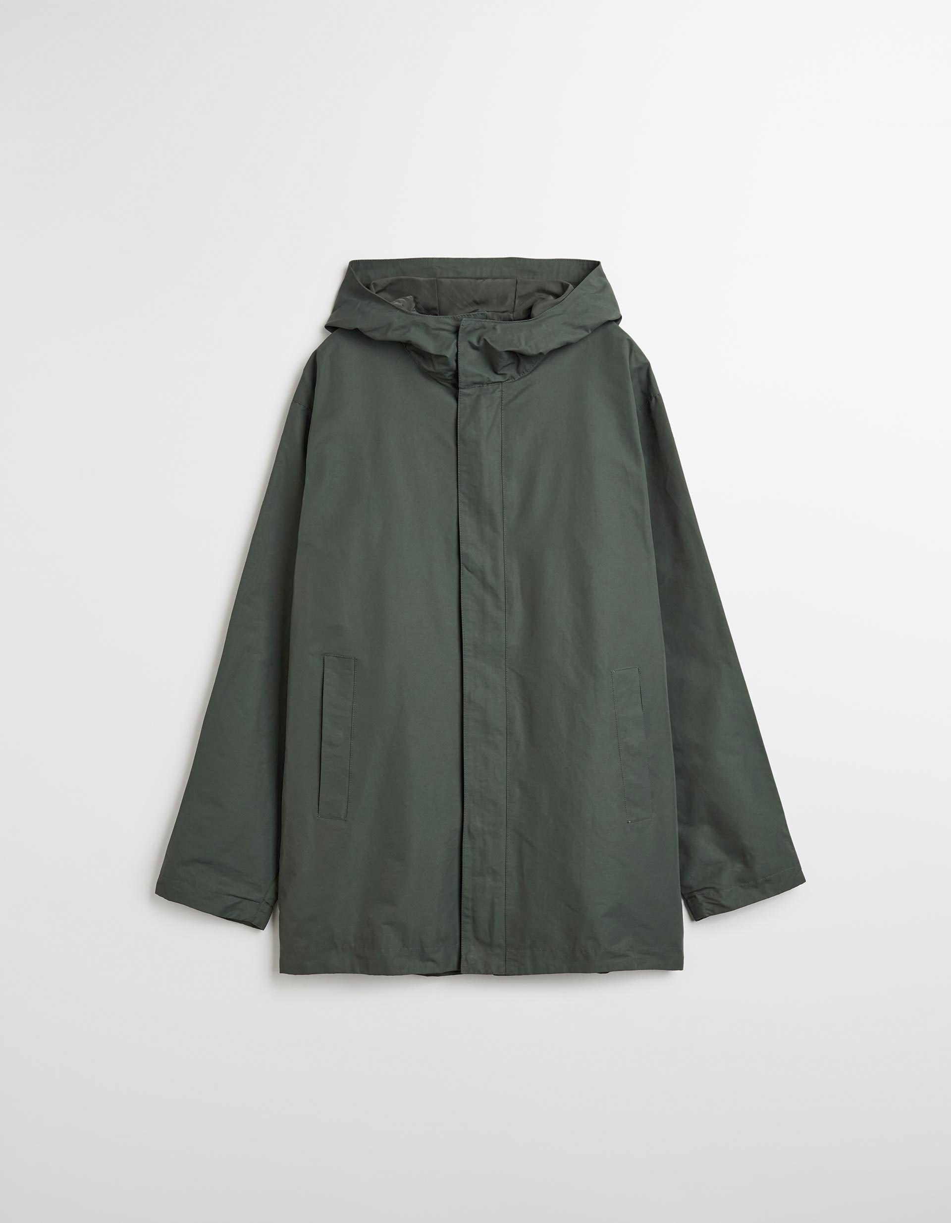 Parka Comprida com Capuz, Homem, Verde Escuro