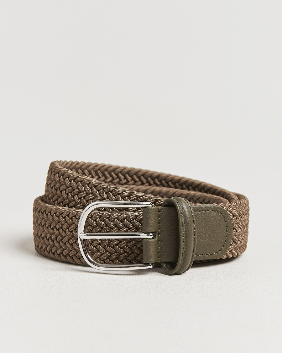 Anderson's Stretch Woven 3,5 cm Belt Khaki