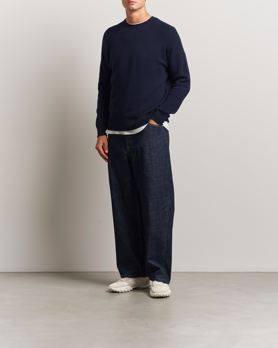 Jil Sander Wool/Cashmere Round Neck Sweater Navy