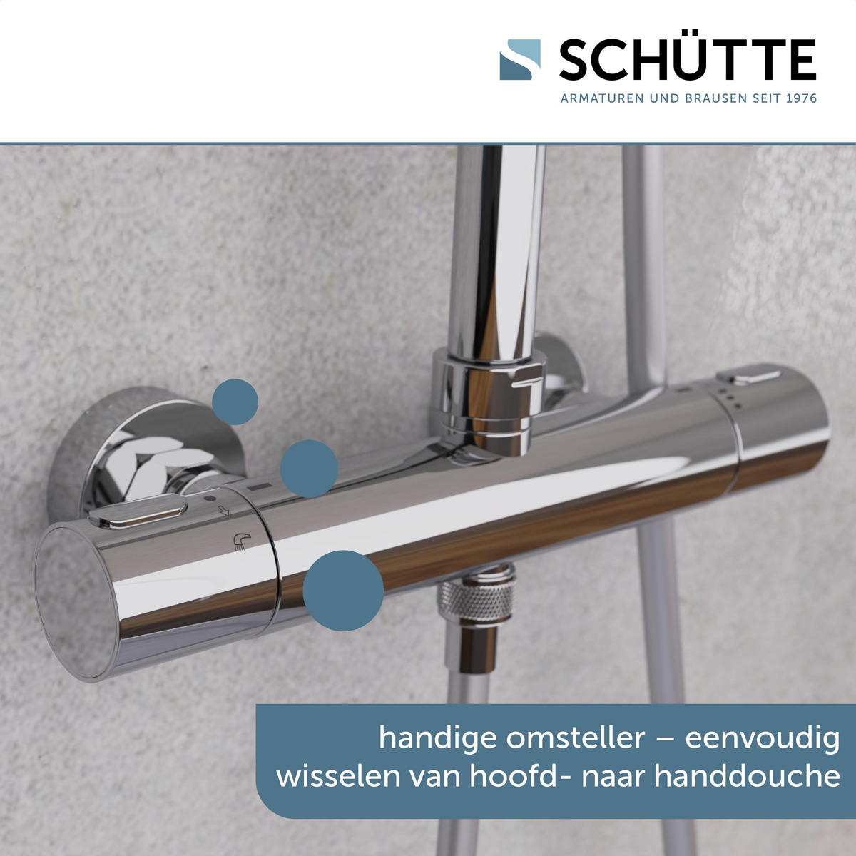 Schutte Aquaduct regendoucheset met thermostatische kraan chroom