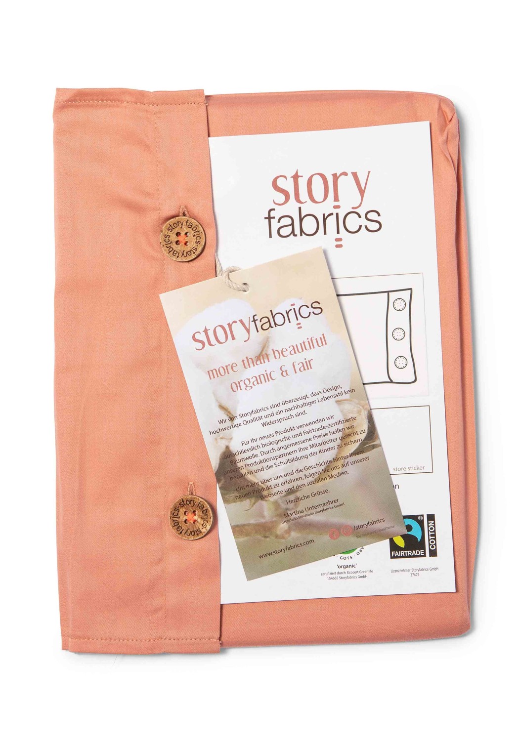 Storyfabrics Kissenbezug mit Kokosknöpfen Satin Terrakotta