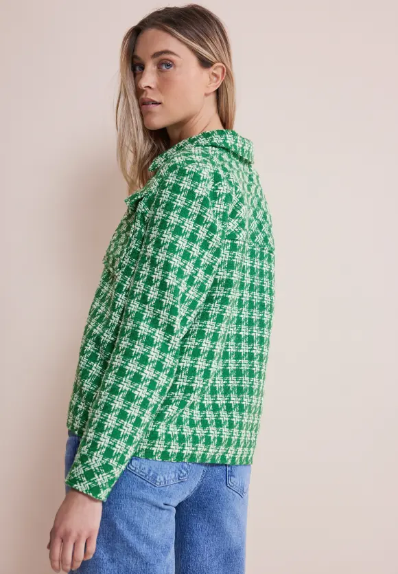 Kurze Bouclé Jacke - arty green