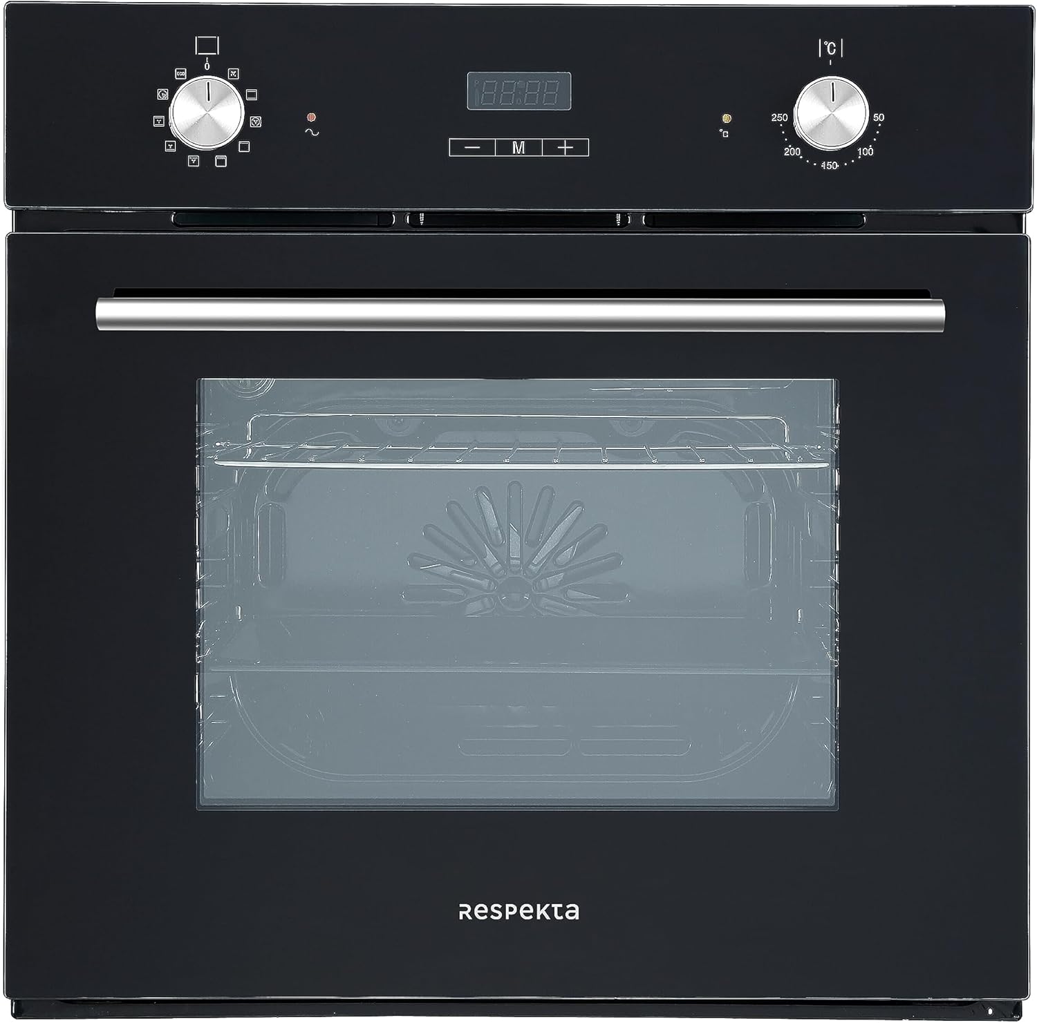 Respekta Glas Einbaubackofen autark / 10 Beheizungsarten/LED Timer & Touch Control / 56 Liter Volumen/Steckdosenanschluss/Energieeffizienzklasse A/in schwarz/AB 600-19