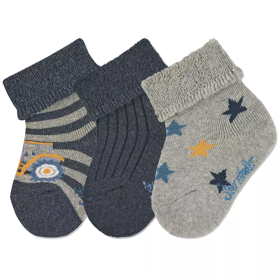 Sterntaler Baby-Söckchen 3er-Pack Traktor blau melange