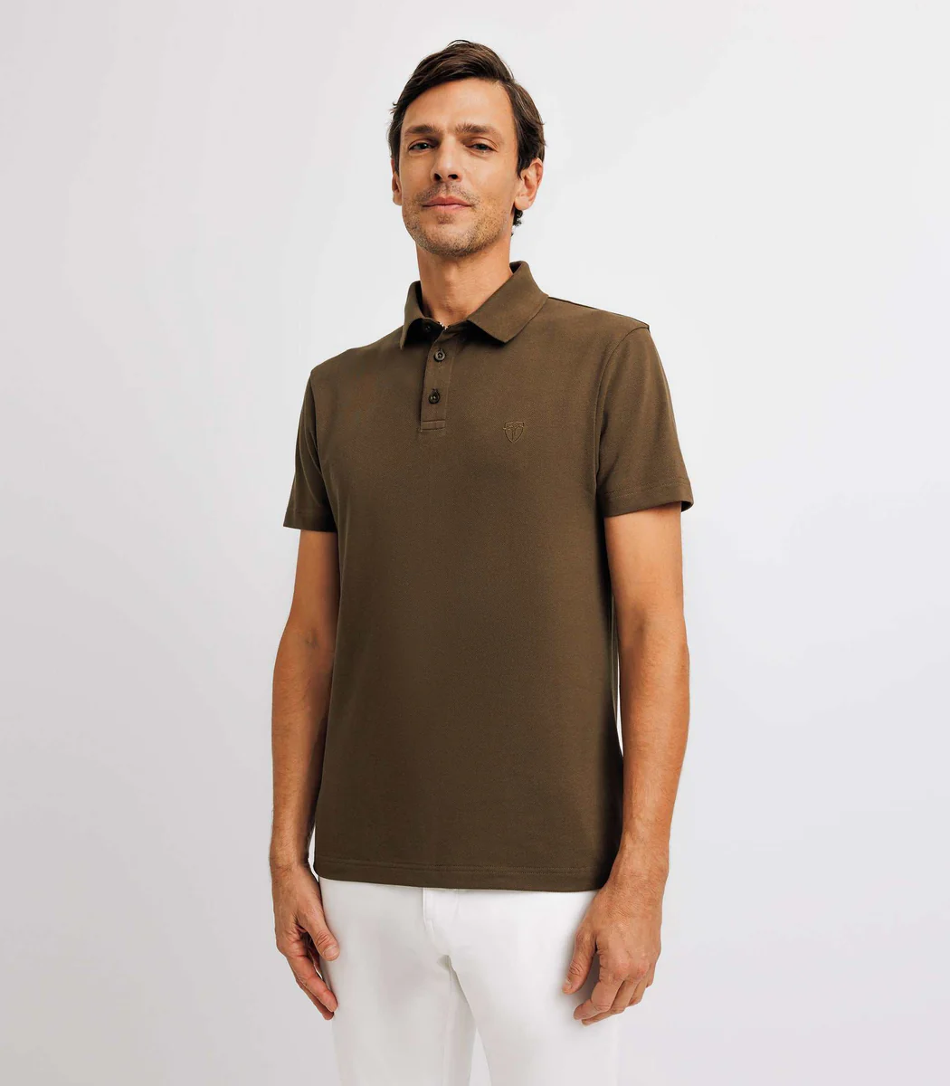 Polo avec broderie kaki