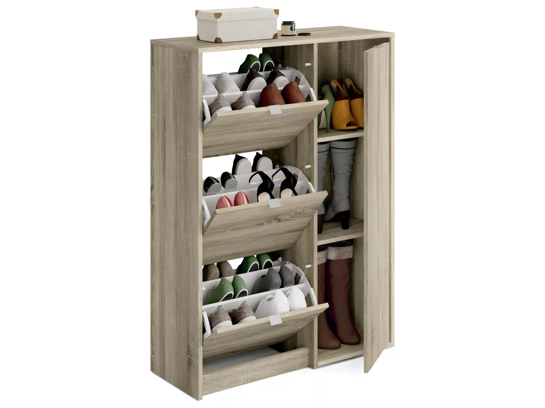 Meuble à chaussures coloris Cambrian - Hauteur 122 x Longueur 85 x Profondeur 37 cm