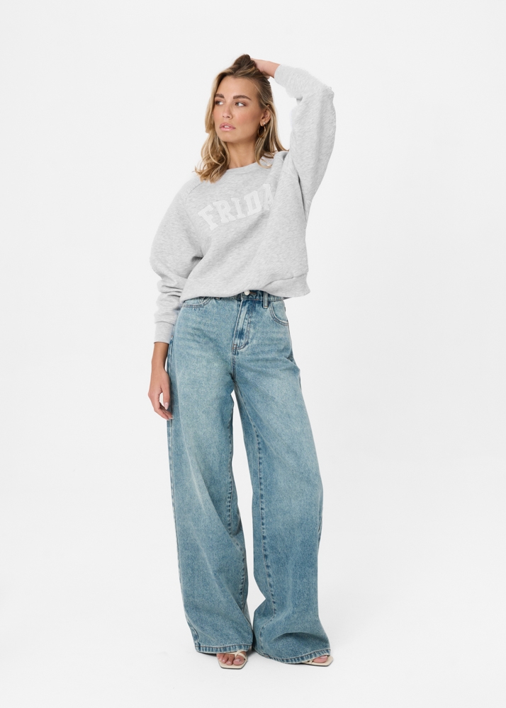 Wide leg classic jeans smokey blauw