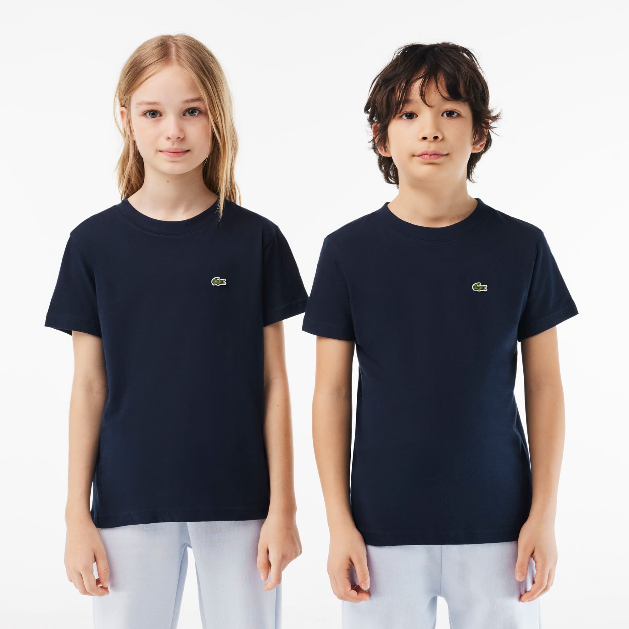 T-shirt uni en jersey de coton T-Shirts & Chemises - Bleu - Lacoste - Enfant