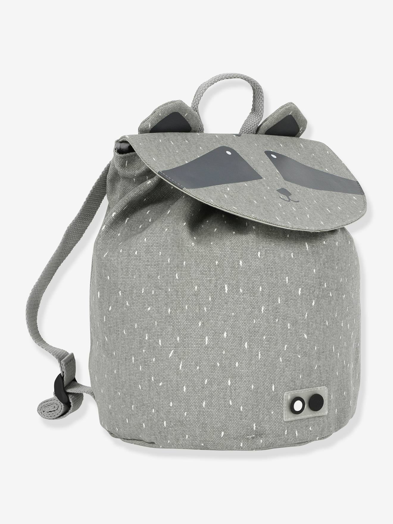 Mochila TRIXIE MINI Animal, cinza claro, lisa com estampas.