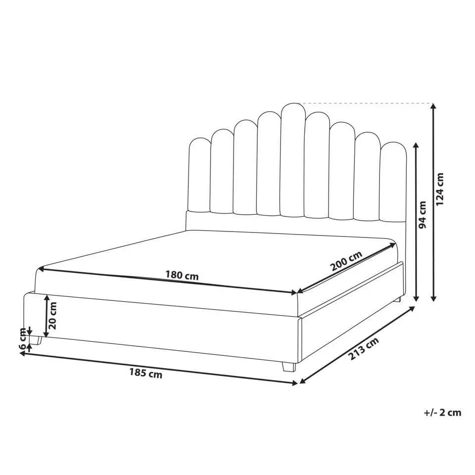 VINCENNES - Bed - Taupe - 180 x 200 cm - Fluweel