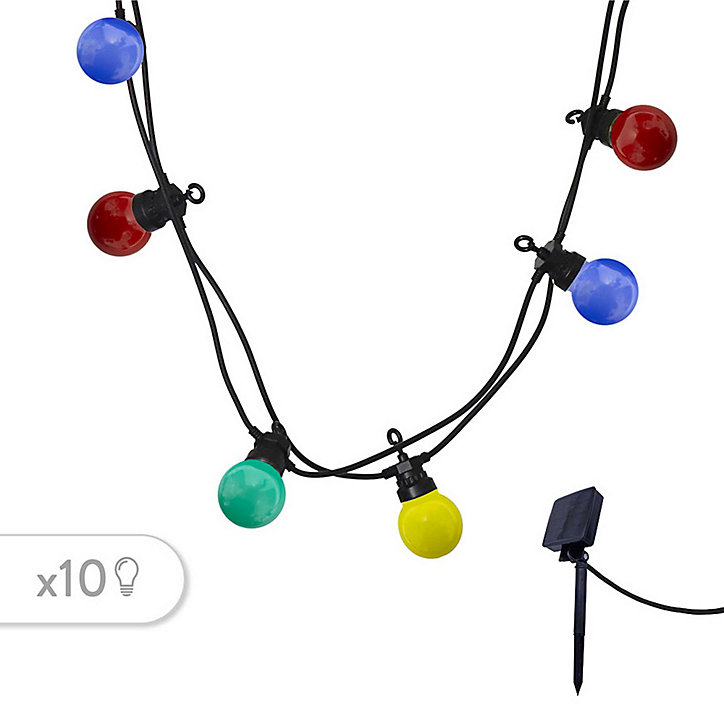 Guirlande solaire LED Party Guinguette Solar 100lm IP44 1W multicolore L.5,70m