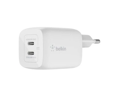 Belkin 65W Dual USB-C GaN charger white