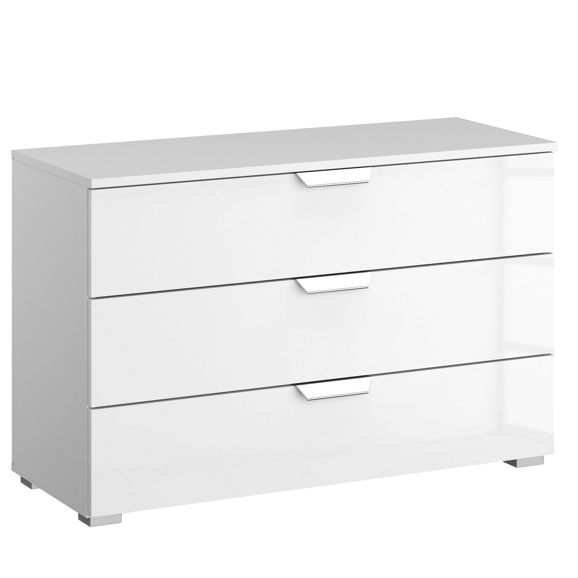 Kommode - weiß Hochglanz-Alpinweiß - 3 Schubkästen - 93 cm