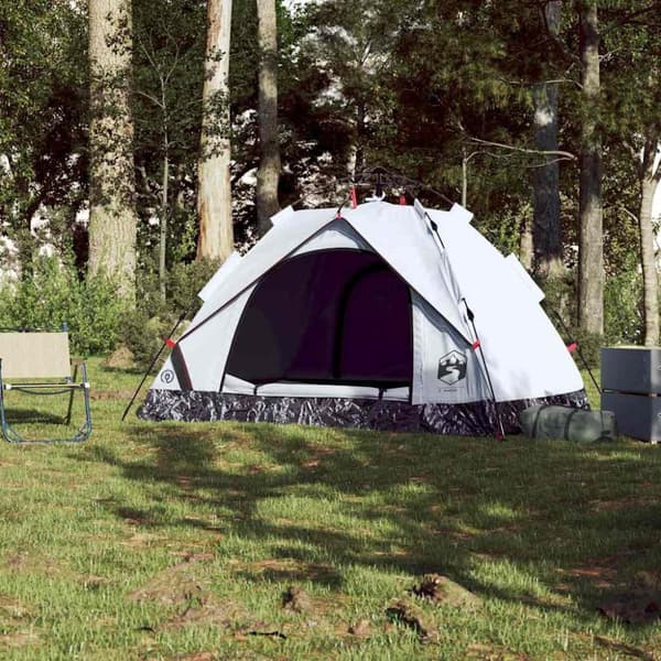 vidaXL Campingtelt 2 personer hvit blendingsstoff hurtigutløser