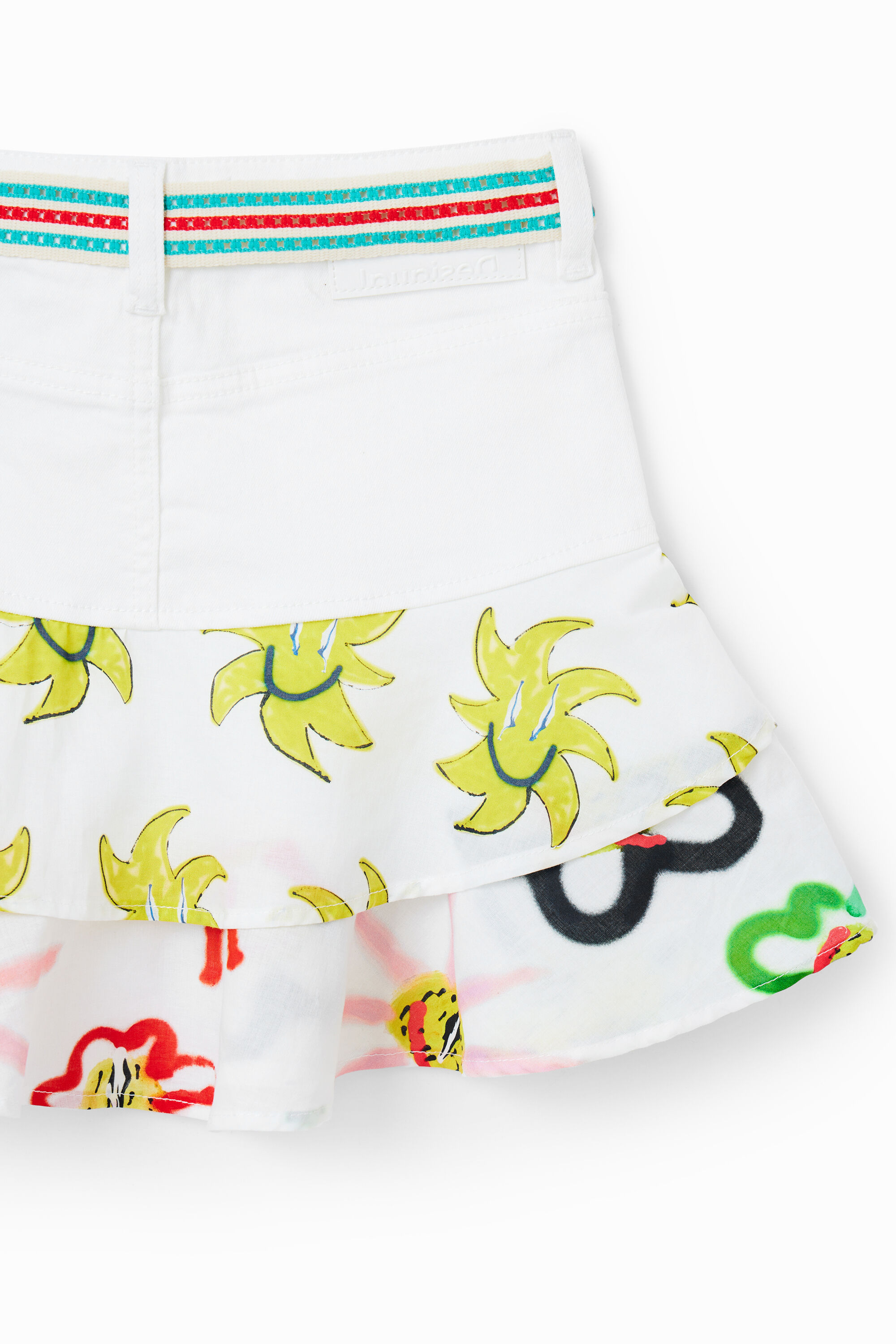 Mini-jupe en jean volants soleils