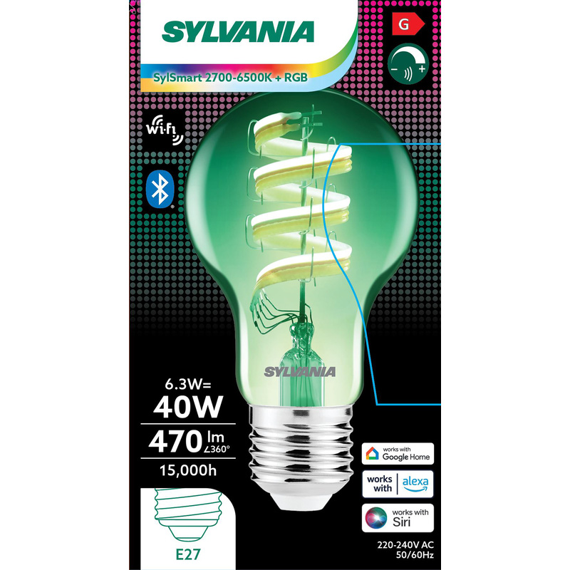 Sylvania SylSmart Toledo Retro E27 6.3W 2700K-6500K+RGB dimbaar
