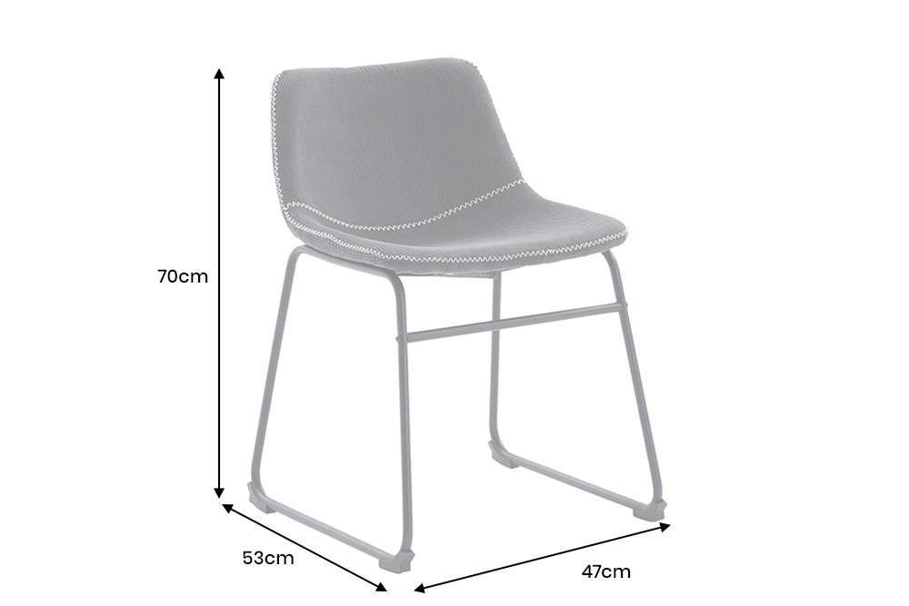 Industrial Design Stuhl DJANGO grau Cord mit Metallgestell