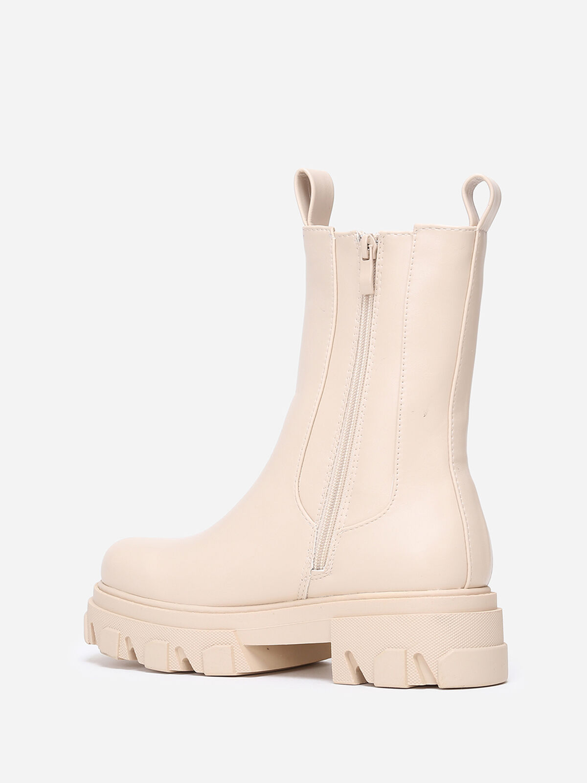 Bottines style chelsea à semelle crantée- Beige