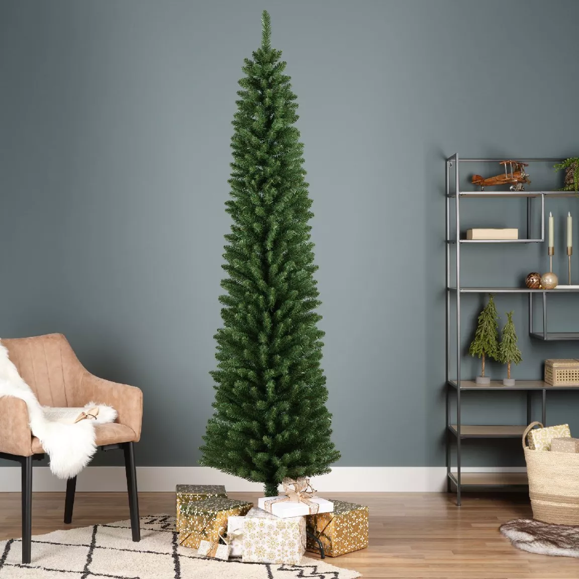 Sapin artificiel de Noël Narrow H240 cm Vert sapin