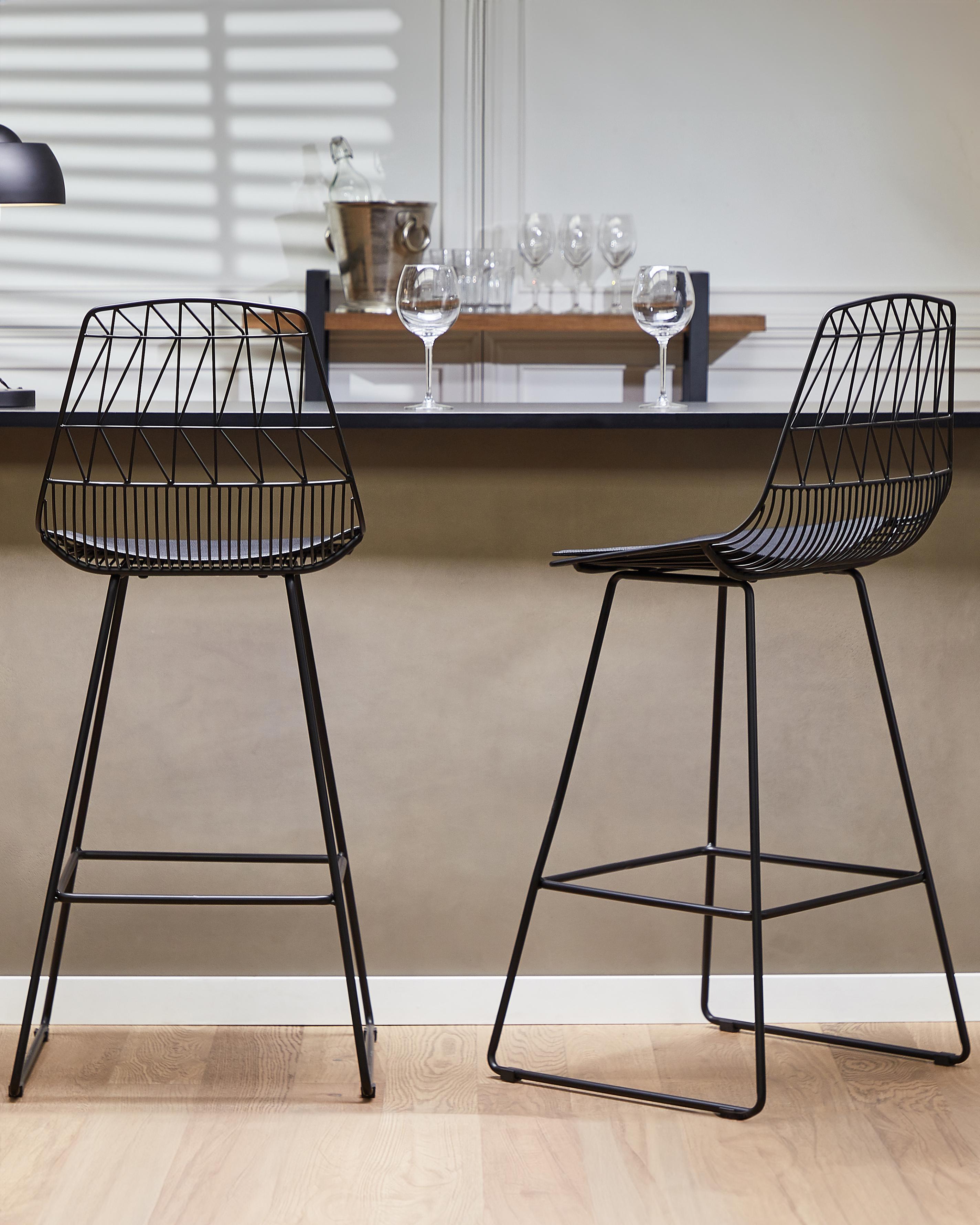 Set van 2 barstoelen PRESTON Metaal Zwart