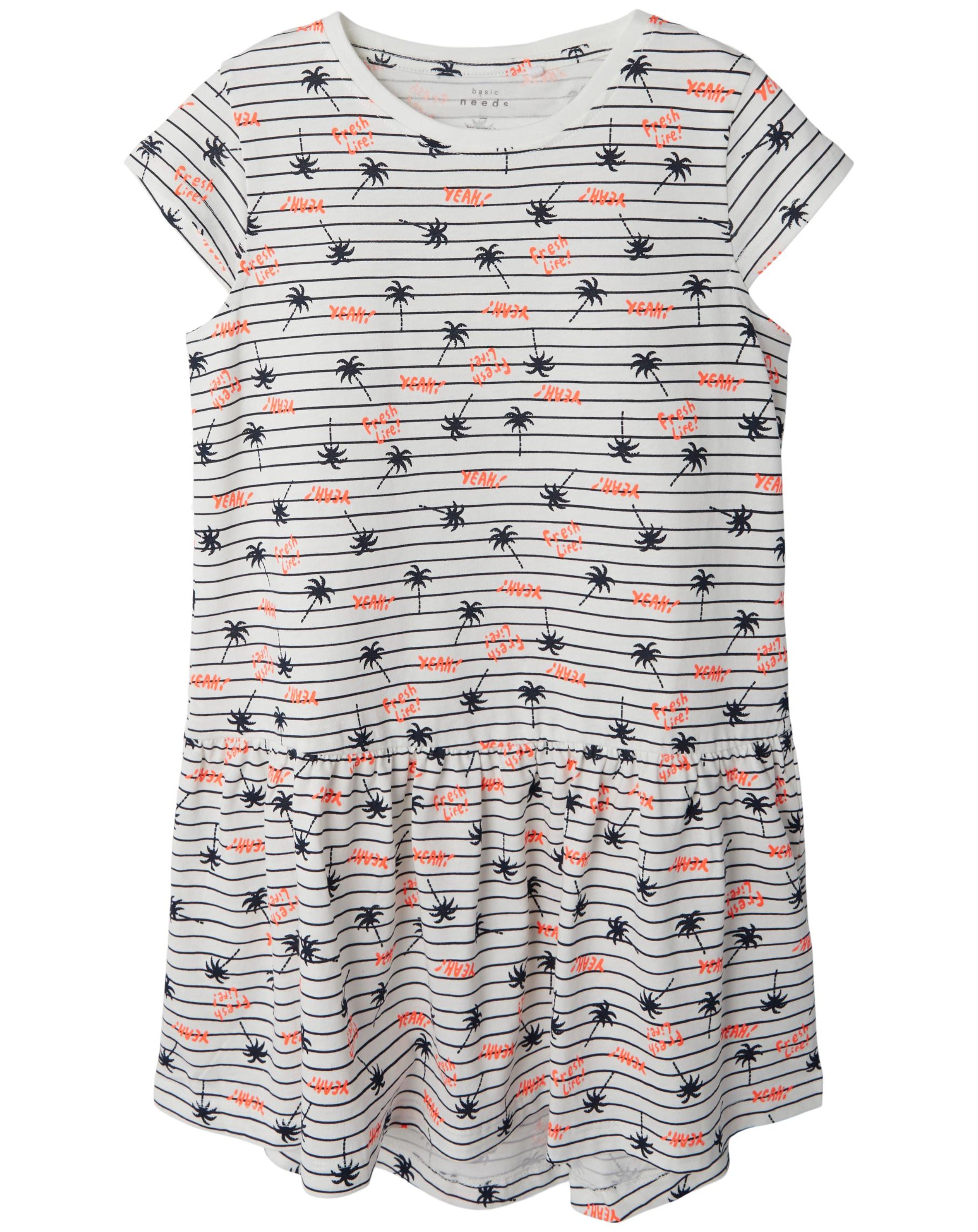 Kurzarm-Kleid NKFVIGGA PALMS in white alyssum