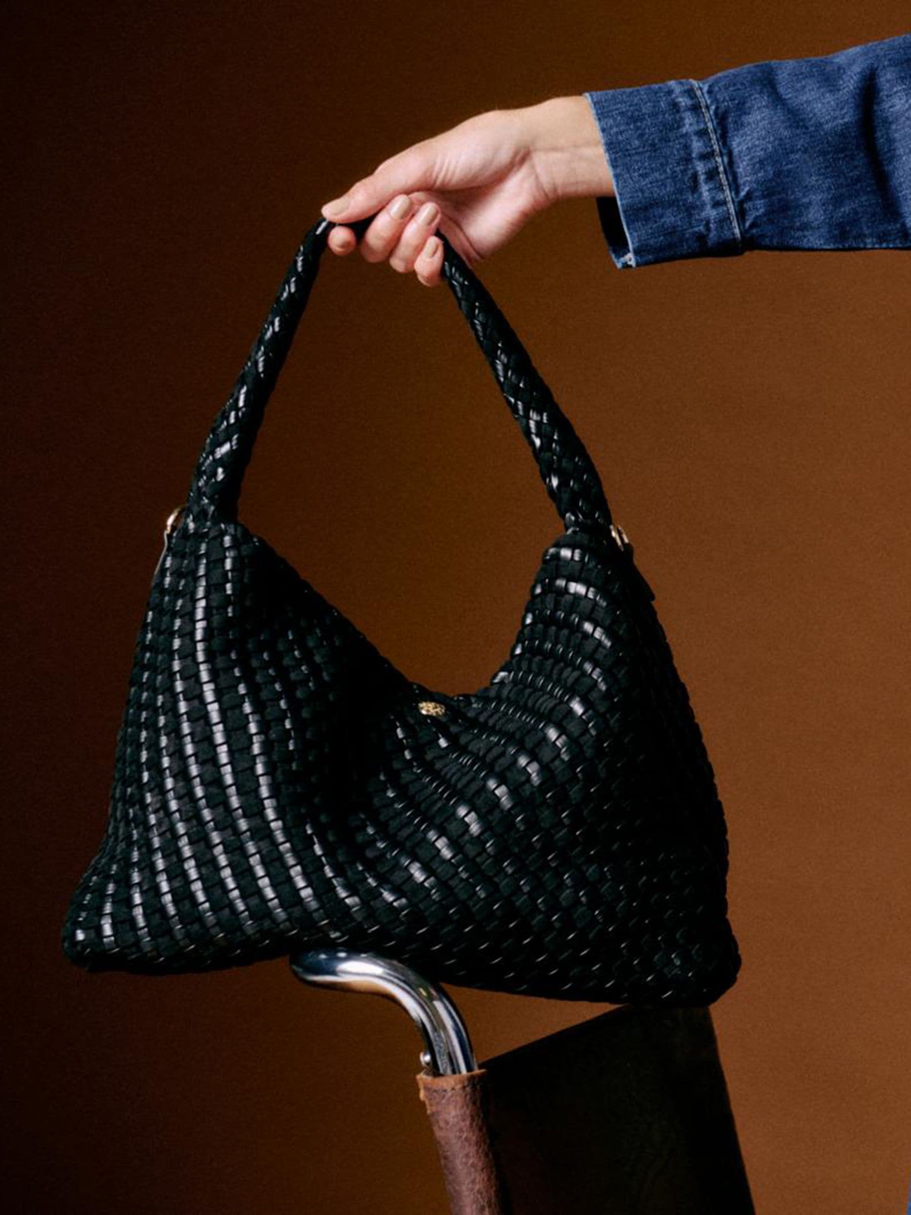 Zwart - Dune London Deliberate XL geweven slouch tas