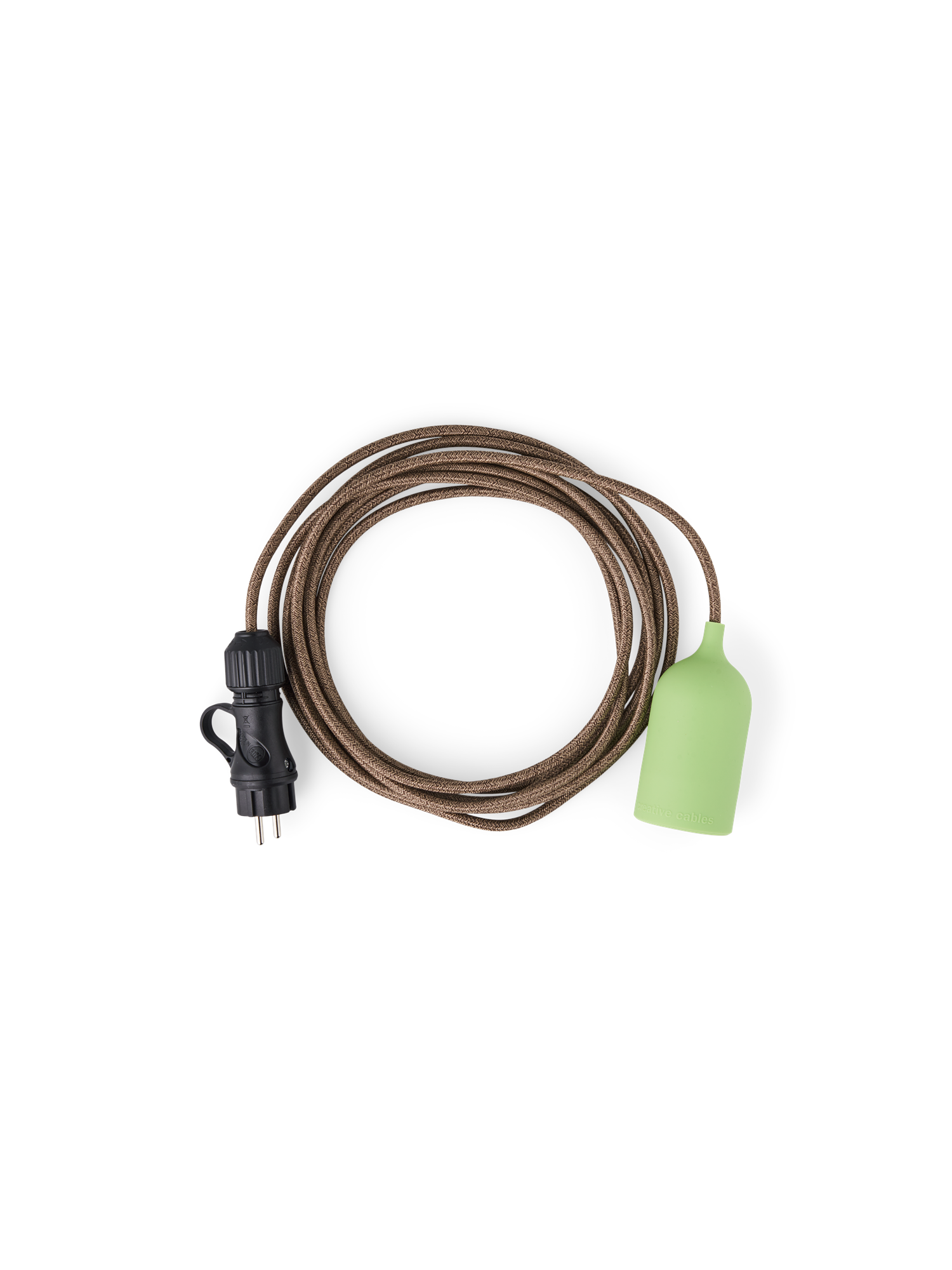 Bærbar udendørslampe | Tekstilkabel/fatning i silikone og termoplast. 5 m. E27. | Fern Green | Creative Cables