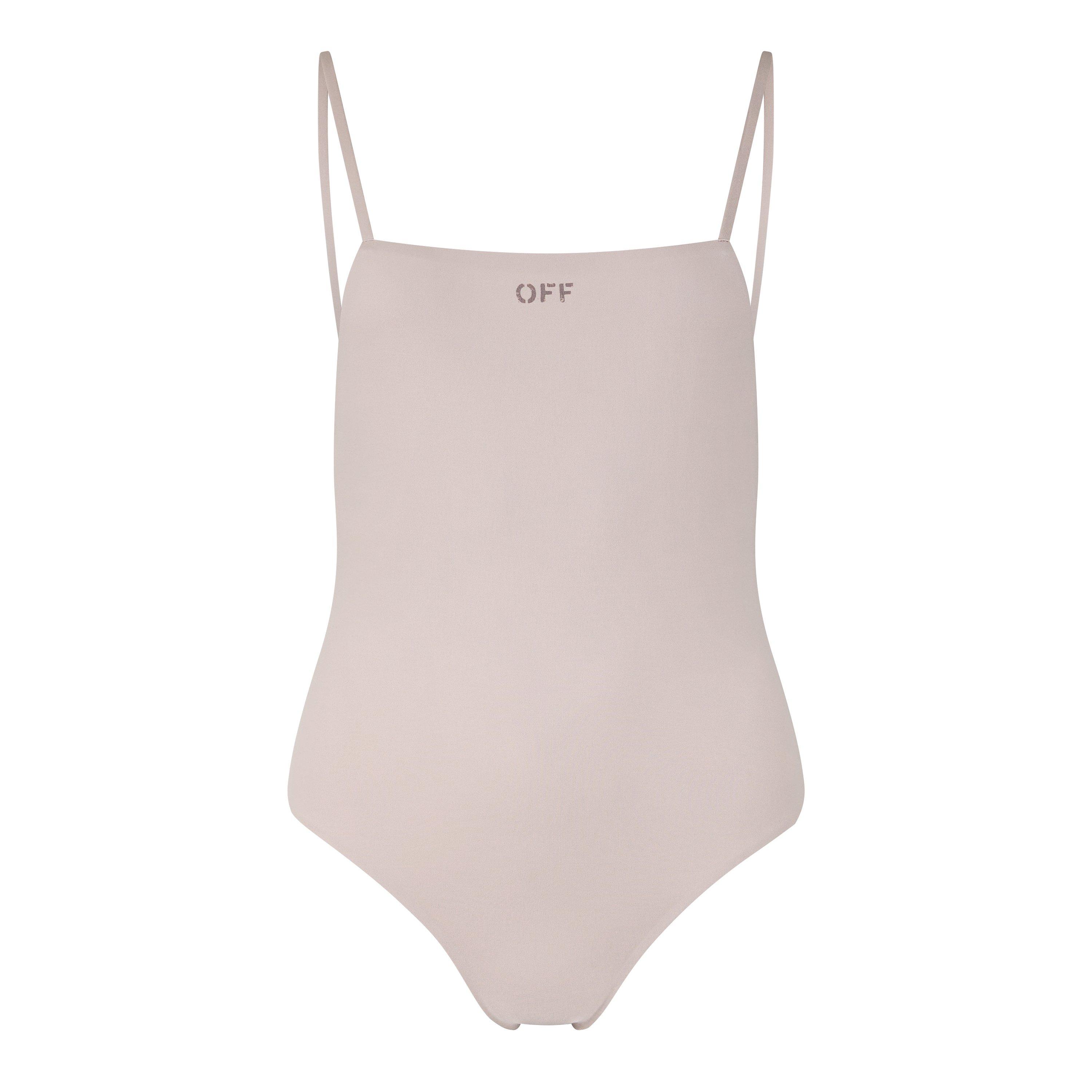Off White Straight Neckline Sleek Bodysuit