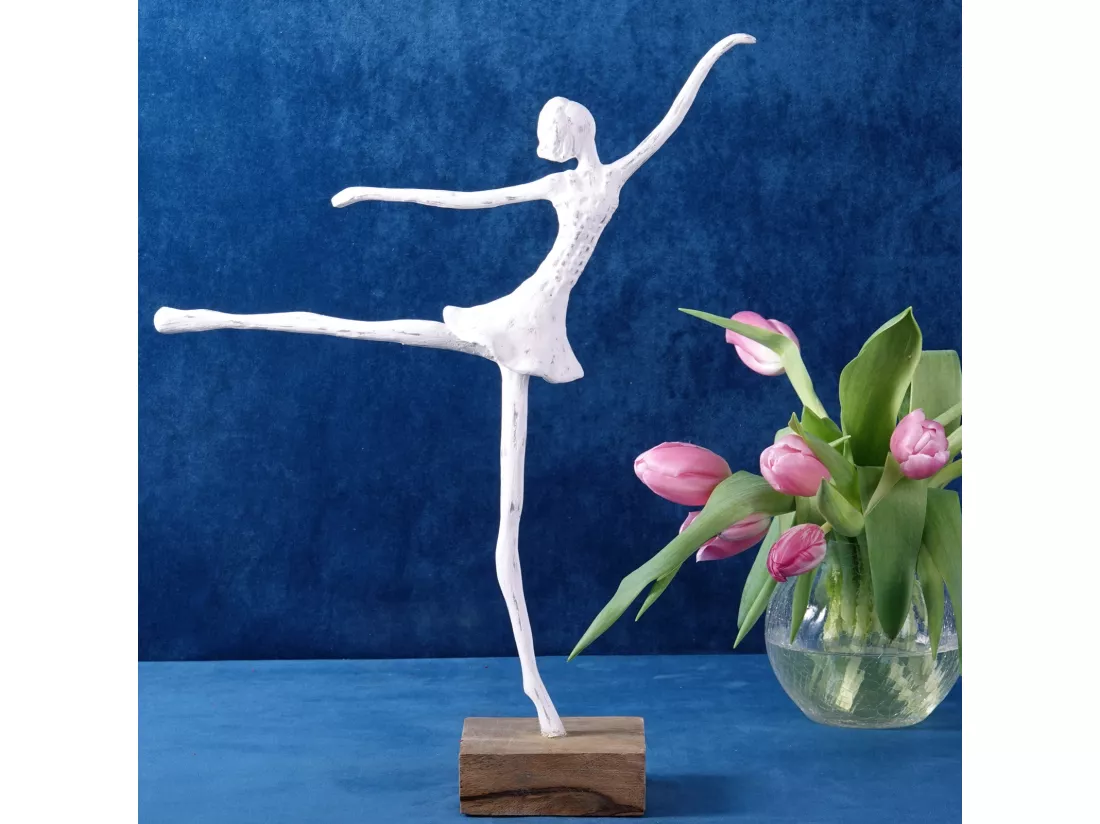 SCULPTURE BALLERINE I Bois de mangue blanc-nature