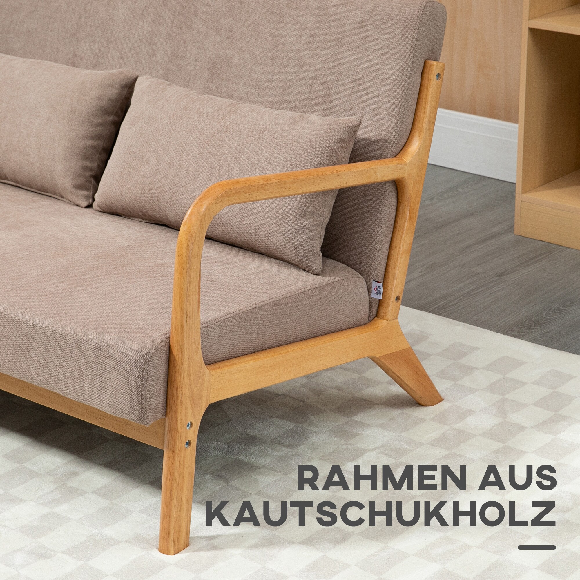 HOMCOM 2-Sitzer Sofa mit Rückenkissen grau 122L x 71B x 76H cm