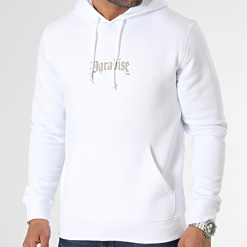 Sweat Capuche Paradise Palm Blanc