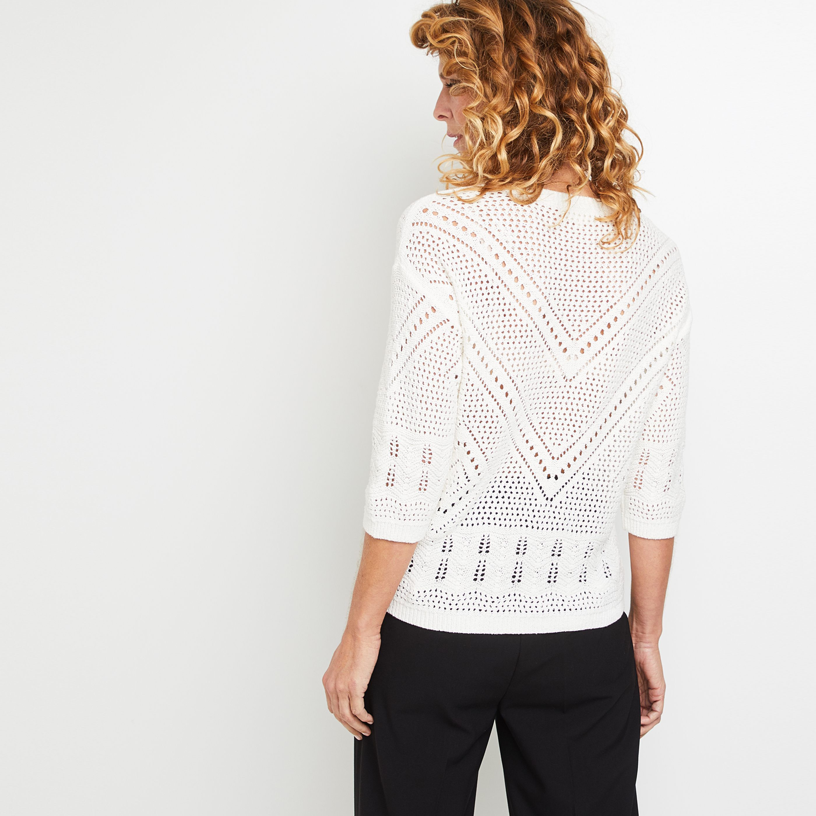 Pull ajouré femme - BLANC
