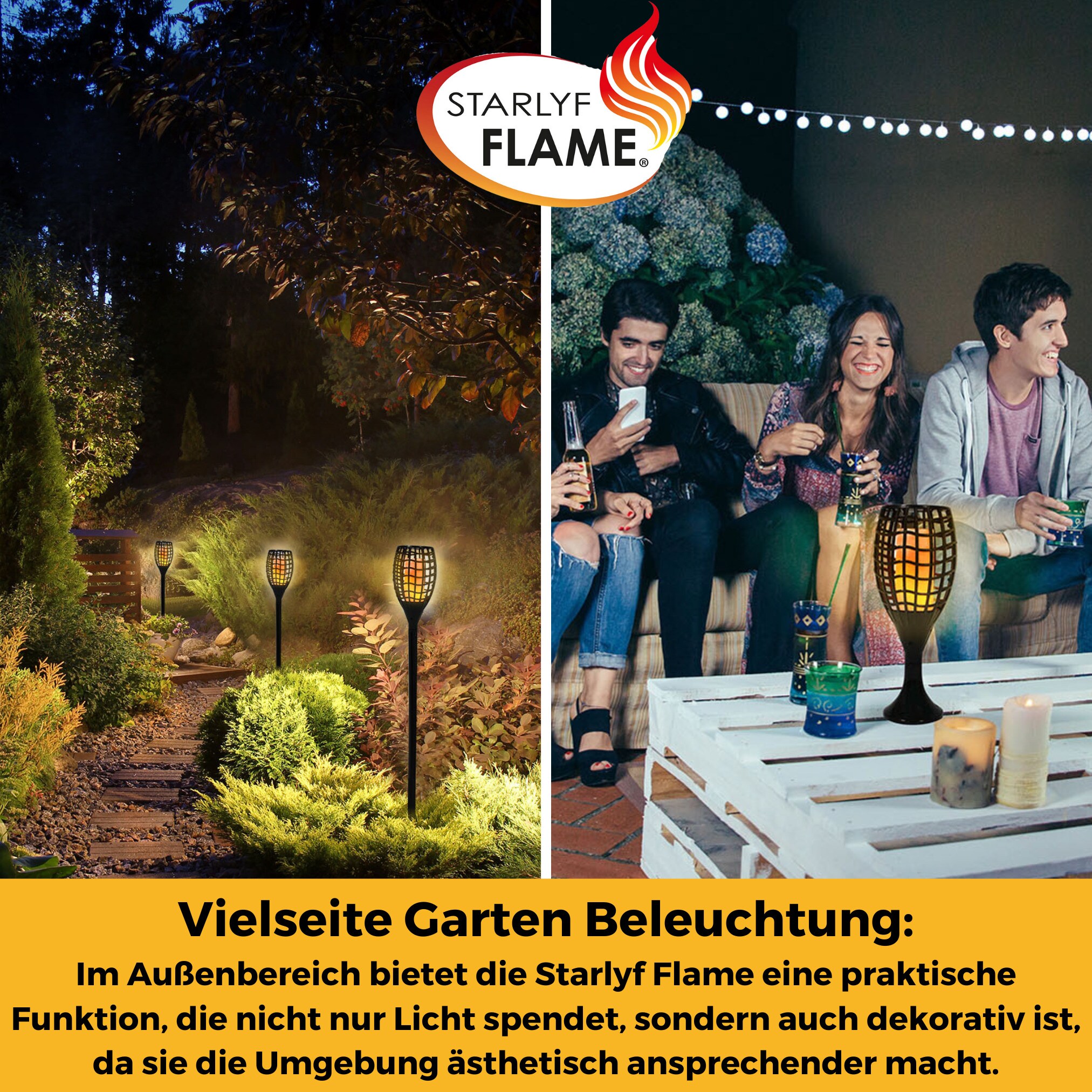 Starlyf® LED Solarleuchte, Solar Feuer Fackel für den Garten Flame