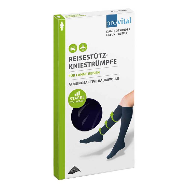 Provital Reisekniestrümpfe Größe 35 - 38 schwar.Baumwolle, 2 St