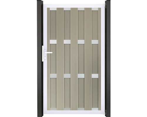 Enkele poort GroJa Merano DIN links voorgemonteerd zonder paalframe zilver 100 x 180 cm bi-color zand