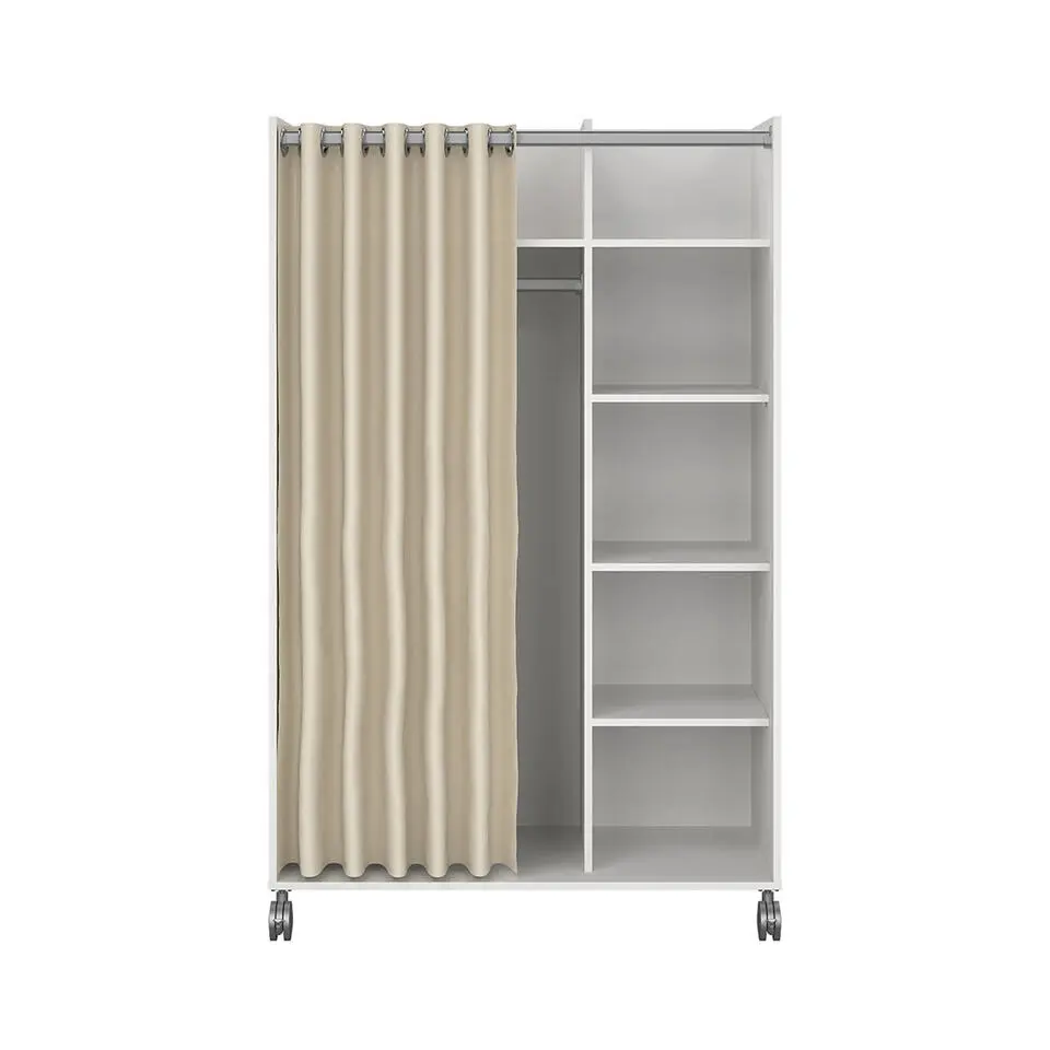 Hioshop Kit kledingkast 160x100x49cm- Open- garderobesysteem wit- beige