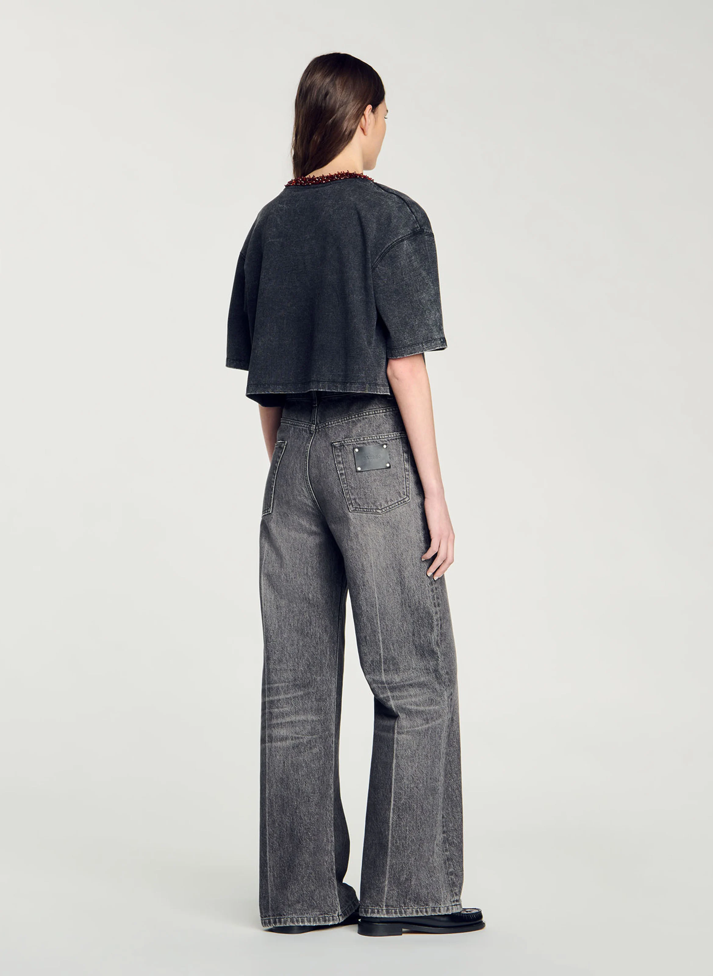 Tee-shirt col rond en coton | Noir