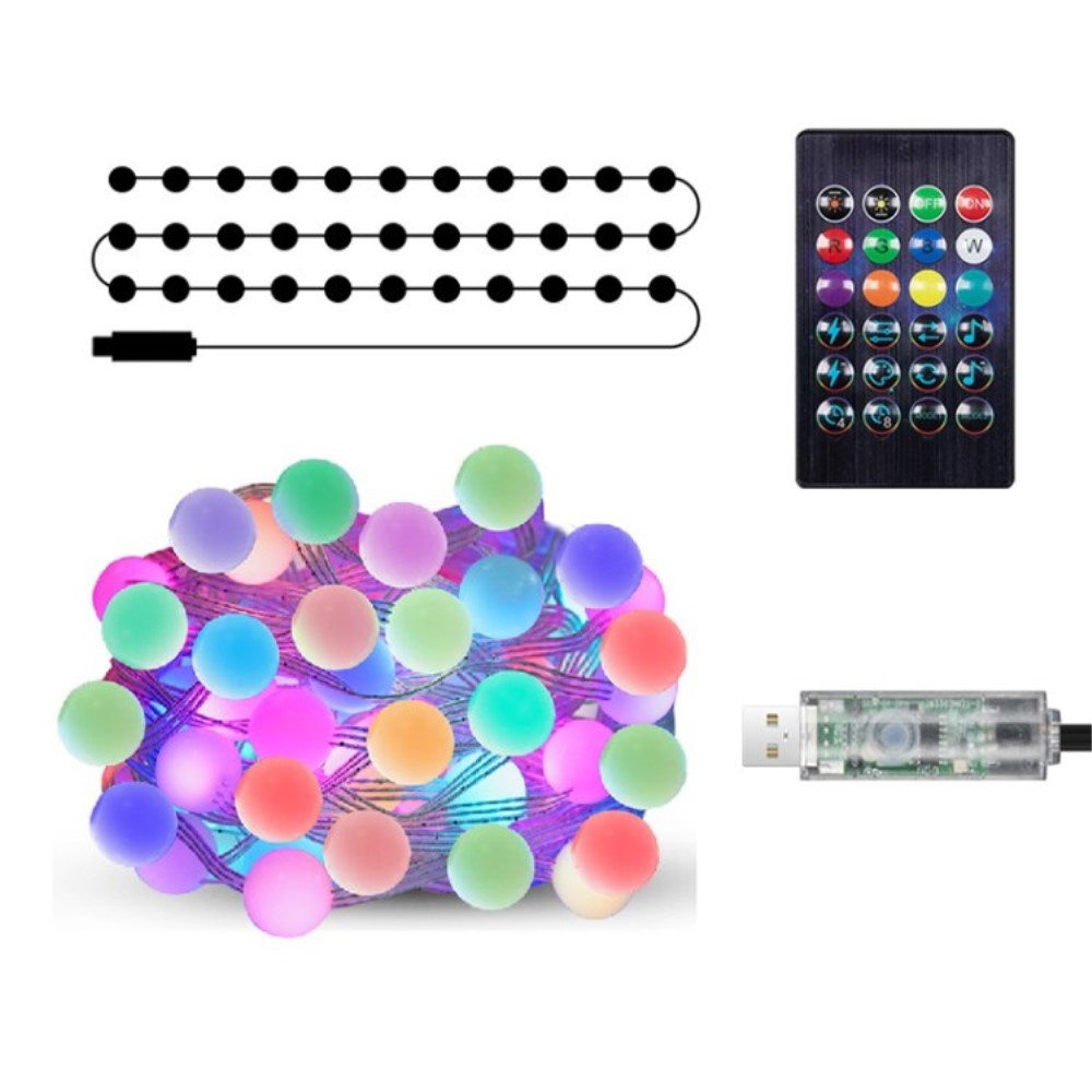 (5m) 33 LED's Bluetooth USB Lichterkette Soundgesteuerte Kugeln Beleuchtung mit App Steuerung (iOS/Android) IP44 - Bunt