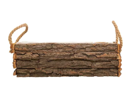 Panier en bois avec poignées marron 36x12x11h