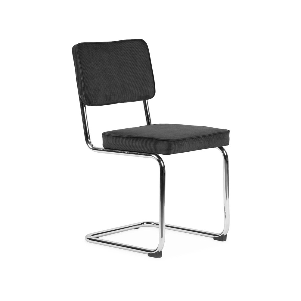 Lot de 2 chaises cantilever velours côtelé gris foncé l46 x p54.5x h84.5cm